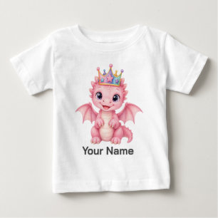 Personalisierte rosa Fantasy-Drachenkrone für Klei Baby T-shirt