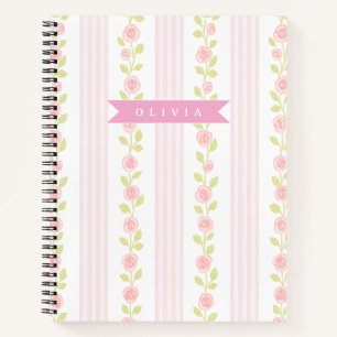 Personalisierte rosa feminine kokette florale gest notizbuch