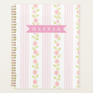 Personalisierte rosa feminine kokette florale gest planer