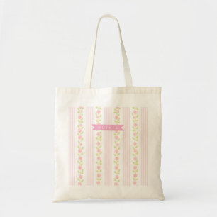 Personalisierte rosa feminine kokette florale gest tragetasche