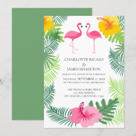 Personalisierte rosa Flamingo Tropische Hochzeit Einladung