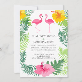 Personalisierte rosa Flamingo Tropische Hochzeit Einladung
