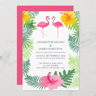 Personalisierte rosa Flamingo Tropische Hochzeit Einladung