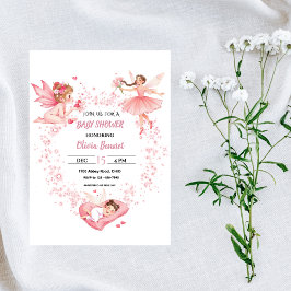 Personalisierte rosa florale Feen-Baby-Party Einladung