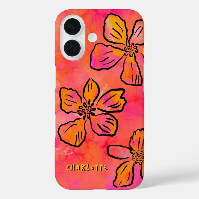 Personalisierte rosa florale Pop-Art  Case-Mate iPhone Hülle (Rückseite)