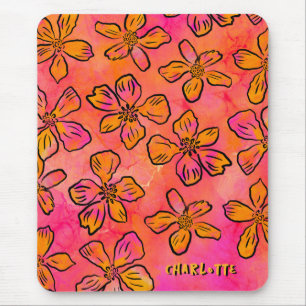 Personalisierte rosa florale Pop-Art Mousepad