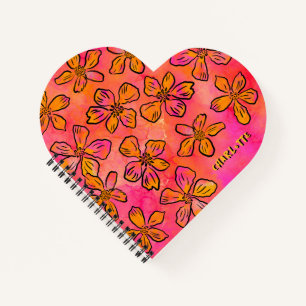 Personalisierte rosa florale Pop-Art Notizbuch