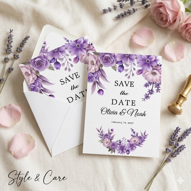 Personalisierte rosa florale Save-the-Date-Karte Save The Date (Personalized Pink Floral Save The Date Card)