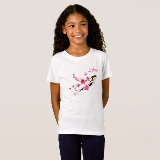 Personalisierte rosa florale Sumi-e-Kunst T-Shirt