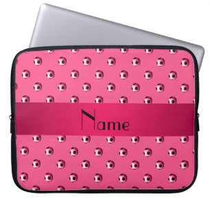 Personalisierte rosa Fußbalnamensbälle Laptopschutzhülle