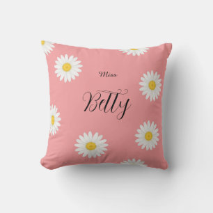 Personalisierte rosa Gänseblümchen-Blume Kissen