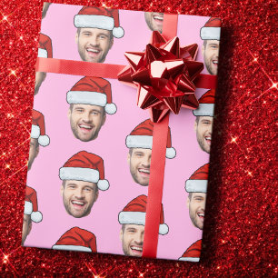 Personalisierte rosa Gesicht-Santa-Mütze-Geschenkv Geschenkpapier