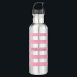 Personalisierte rosa gestreifte Wasser-Flasche Trinkflasche<br><div class="desc">Diese hübsche Wasserflasche des rostfreien Stahls mit rosa Streifen ist mit Ihrem Namen personalisiert.</div>