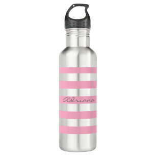 Personalisierte rosa gestreifte Wasser-Flasche Trinkflasche