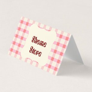 Personalisierte rosa Gingham-Klappe Visitenkarte Visitenkarten