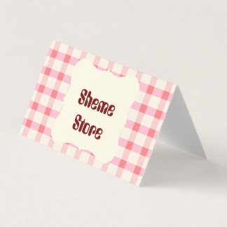 Personalisierte rosa Gingham-Klappe Visitenkarte Visitenkarten