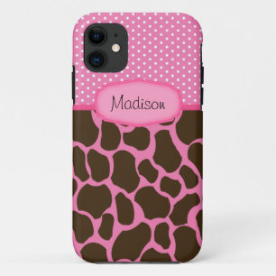 Personalisierte Rosa Giraffe iPhone 11 Hülle