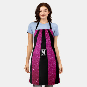 Personalisierte rosa-glitzernde Monogramm-Schürze  Schürze