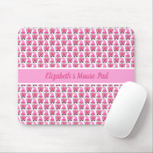 Personalisierte rosa Gnome Herzen Woodland Whimsic Mousepad