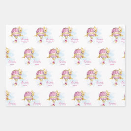 Personalisierte Rosa-Gold-Luftballons Geschenkpapier Set