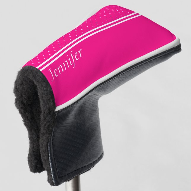 Personalisierte Rosa Golf Head Cover Headcover (3/4 Vorderseite)