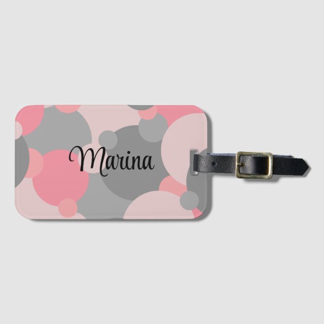 Personalisierte rosa-graue Moleküle Gepäckmarke Gepäckanhänger (Vorderseite (Horizontal))