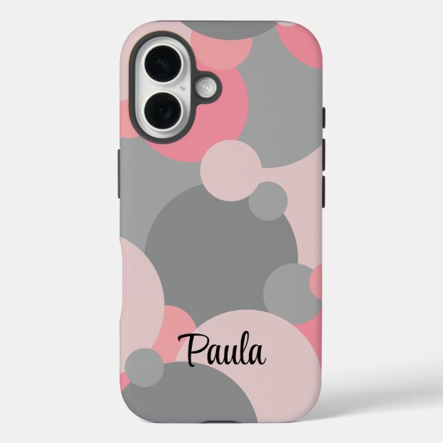 Personalisierte rosa-graue Moleküle iPhone Gehäuse Case-Mate iPhone Hülle (Rückseite)