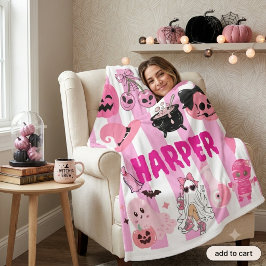 Personalisierte rosa Halloween-Decke - Süß Rosa Fleecedecke