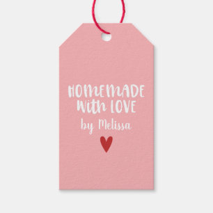 Personalisierte Rosa hausgemachte Liebe Herz Geschenkanhänger