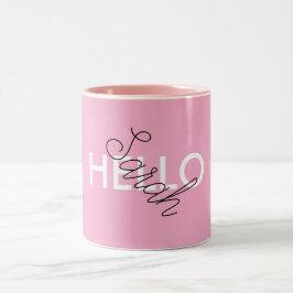 Personalisierte Rosa "Hello"-Tasse mit benutzerdef Zweifarbige Tasse