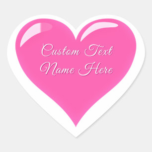 Personalisierte rosa Herz-Aufkleber mit Text Liebe