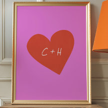 Personalisierte Rosa Herz Liebe Paare Initialen