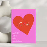 Personalisierte Rosa Herz Liebe Paare Initialen Save The Date<br><div class="desc">Mit dieser Save the Date Herzinitials--Karte, die ein lebendiges rotes Herz auf einem hellrosa Hintergrund mit Ihren Initialen personalisiert ist, verkünden Sie Ihren besonderen Tag. Mit moderner und spielerischer Typografie Set diese Karte den Ton für eine lustige und romantische Feier. Fügen Sie Ihren Hochzeitstag, Ort und Website ein, um Ihre...</div>