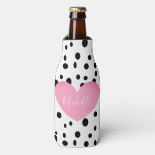Personalisierte rosa Herz-und Punkt-Flasche cooler Flaschenkühler