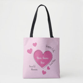 Personalisierte rosa Herzen-Tasche