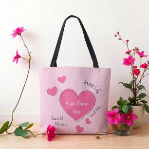 Personalisierte rosa Herzen-Tasche