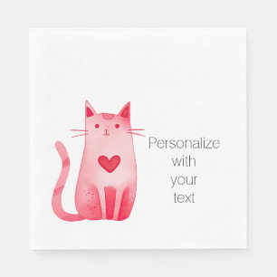 Personalisierte rosa Herzkamera Serviette