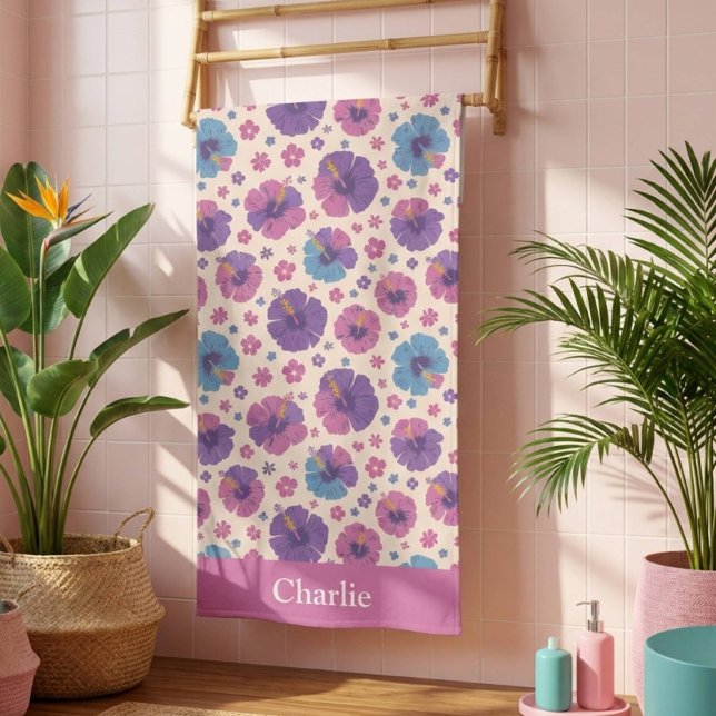 Personalisierte rosa Hibiskusblüte Strandtuch (Von Creator hochgeladen)