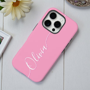 Personalisierte rosa Kalligrafie-Schrift Name iPhone 16 Pro Hülle
