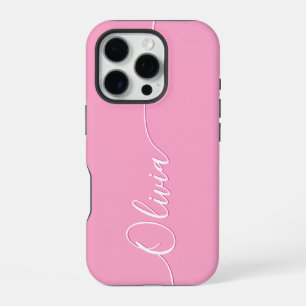 Personalisierte rosa Kalligrafie-Schrift Name iPhone 16 Pro Hülle