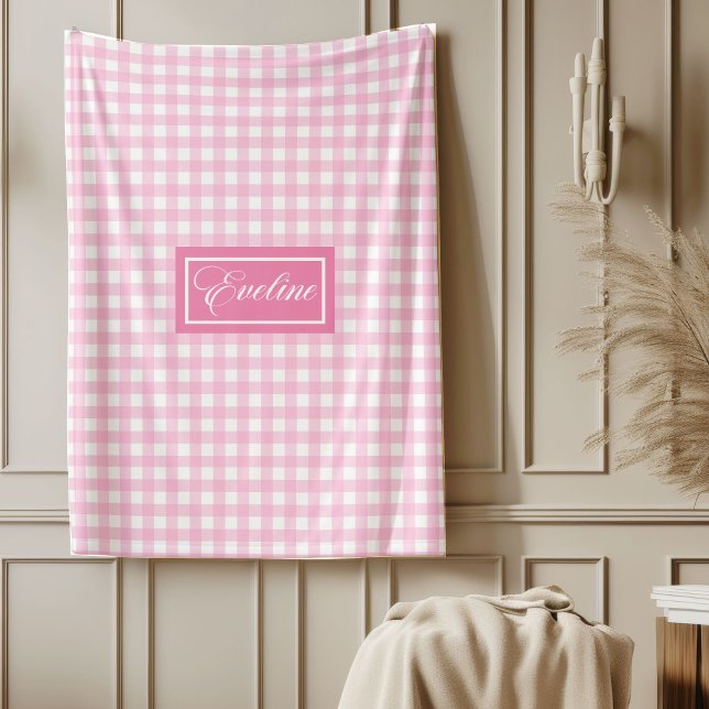 Personalisierte rosa karierte Decke Chic Cozy Akze (Personalized Pink Plaid Blanket Chic Aesthetic Style)