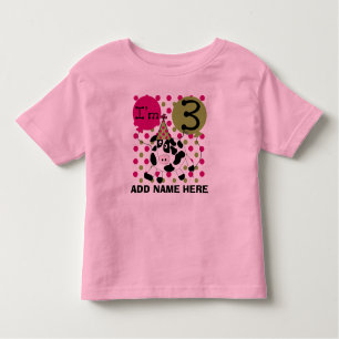 Personalisierte rosa Kuh-3. Geburtstags-T-Shirt Kleinkind T-shirt