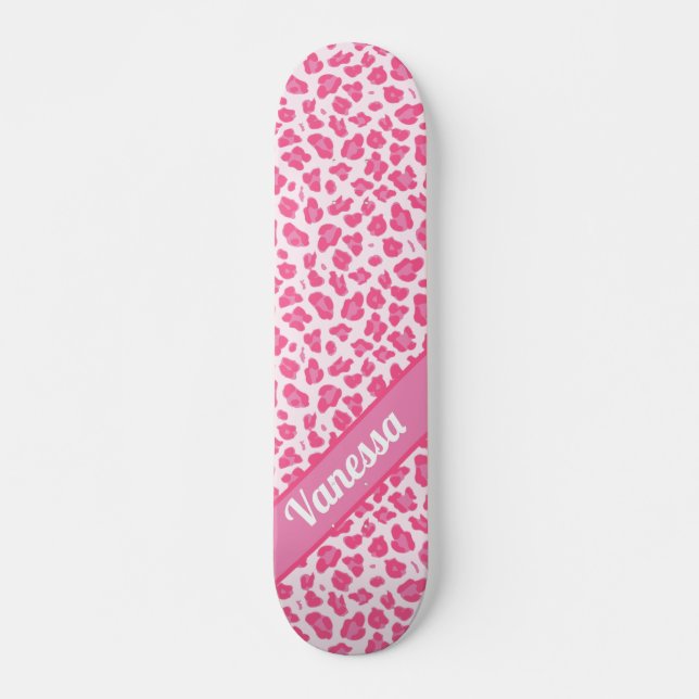 Personalisierte Rosa Leopard Print - Girls Skatebo Skateboard (Vorne)