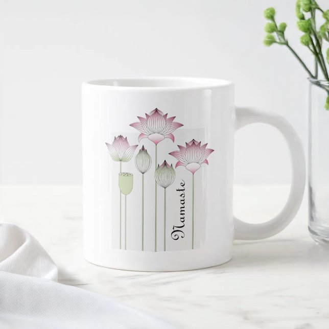 Personalisierte Rosa Lotus-Blume Jumbo-Tasse (Von Creator hochgeladen)