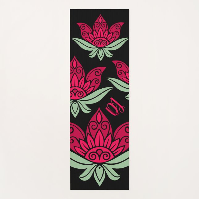 Personalisierte Rosa Lotus-Blume Yogamatte (Vorderseite)