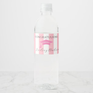 Personalisierte rosa Mädchen-Abschlussfeier Wasserflaschenetikett