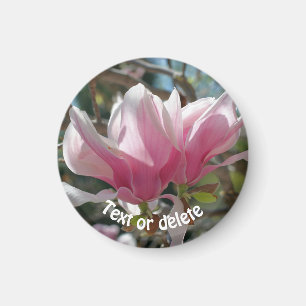 Personalisierte rosa Magnolienblüte Magnet