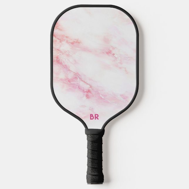 Personalisierte, rosa Marmorstruktur Pickleball Schläger (Vorderseite)