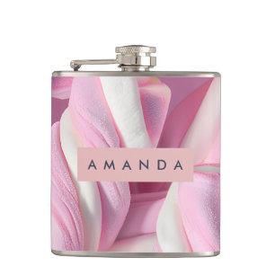 Personalisierte rosa Marshmallow-Twist Flachmann