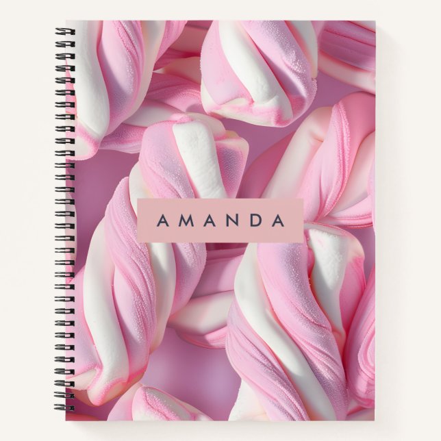 Personalisierte rosa Marshmallow-Twist Notizbuch (Vorderseite)